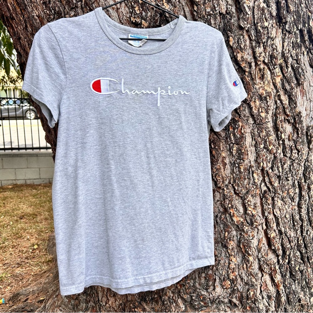 Champion Women Gray shirt with White Logo